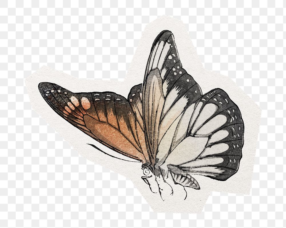 Vintage butterfly png sticker, cut out paper design, transparent background