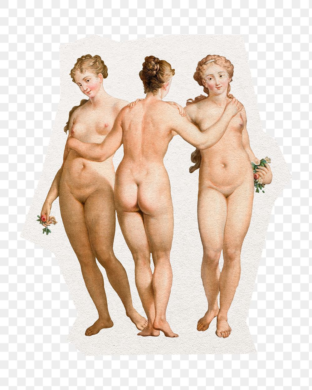 Vintage nude women png sticker, remix from artworks by Jean François Janinet