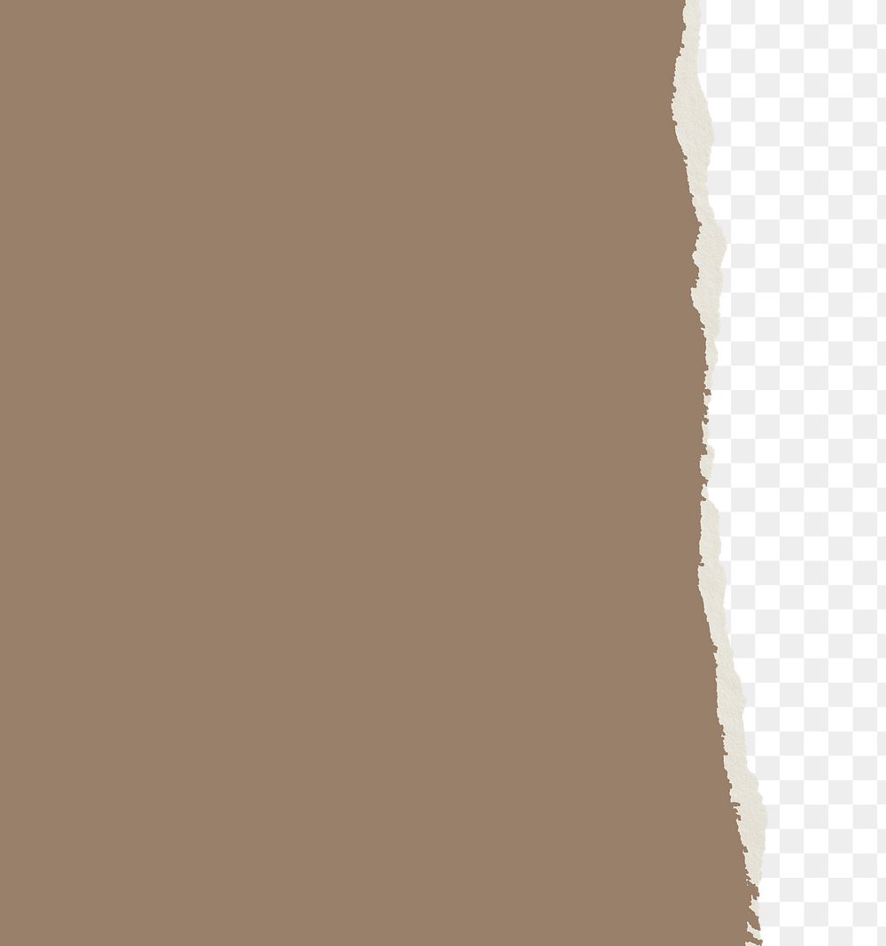 Brown png border, torn paper design, transparent background