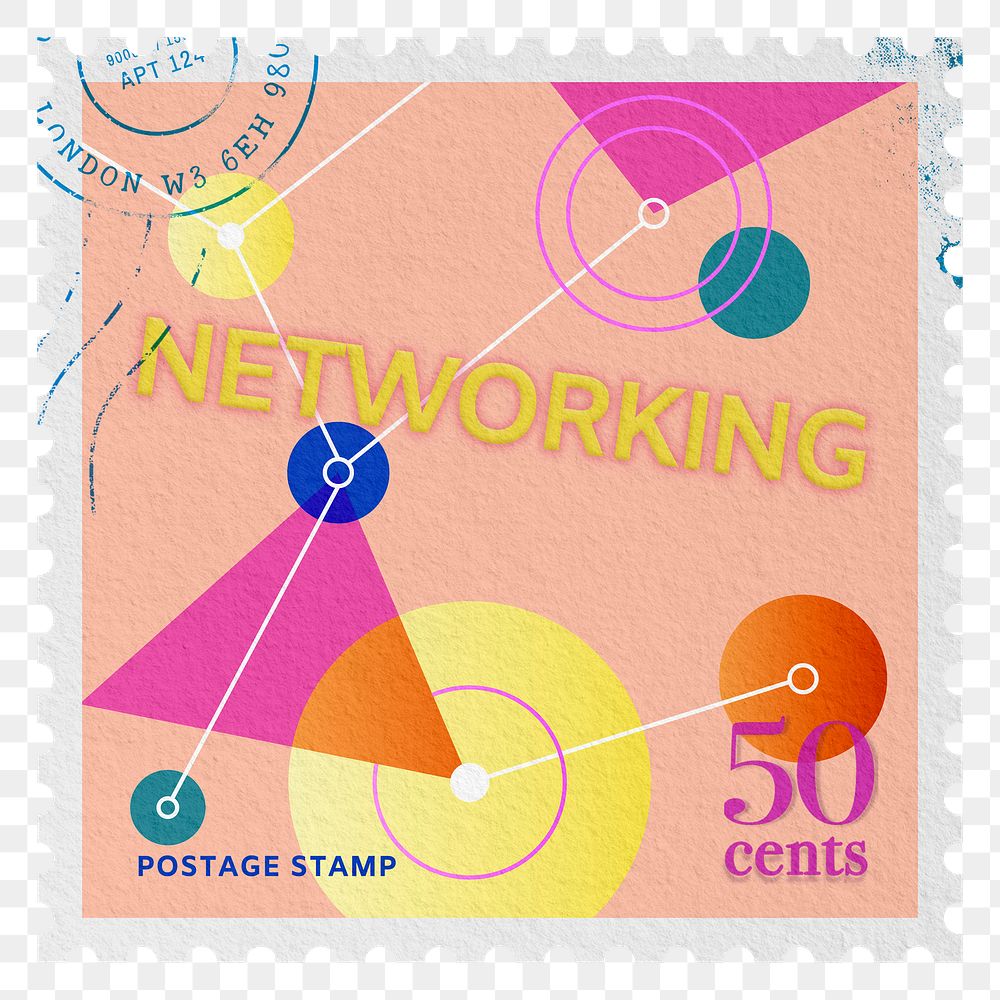Networking png post stamp sticker, business stationery, transparent background
