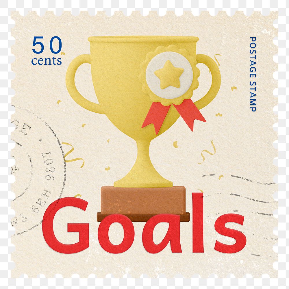 Goals png post stamp sticker, business stationery, transparent background