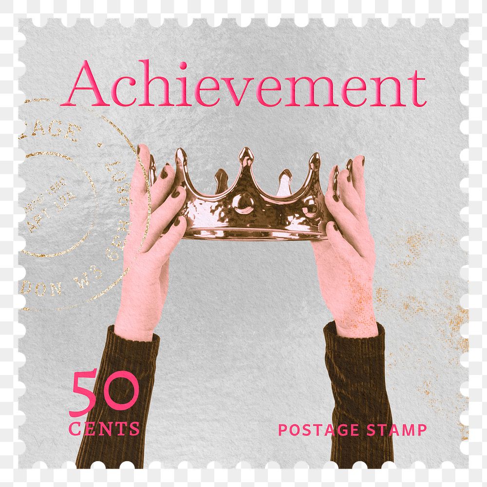 Achievement png post stamp sticker, business stationery, transparent background