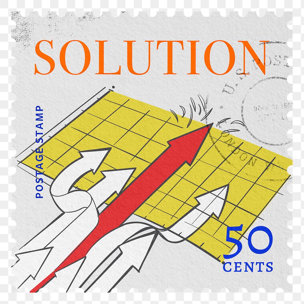 Solution png post stamp sticker, business stationery, transparent background