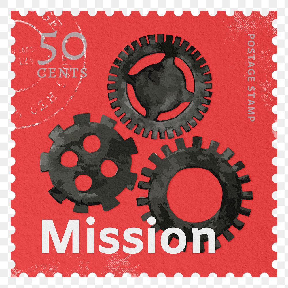 Mission png post stamp sticker, business stationery, transparent background