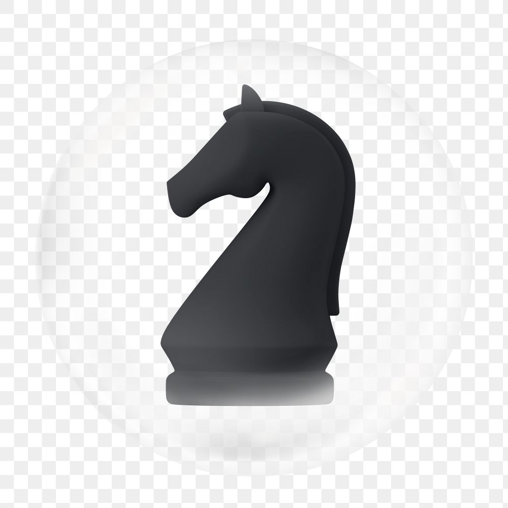 Chess piece png, 3D bubble digital sticker in transparent background