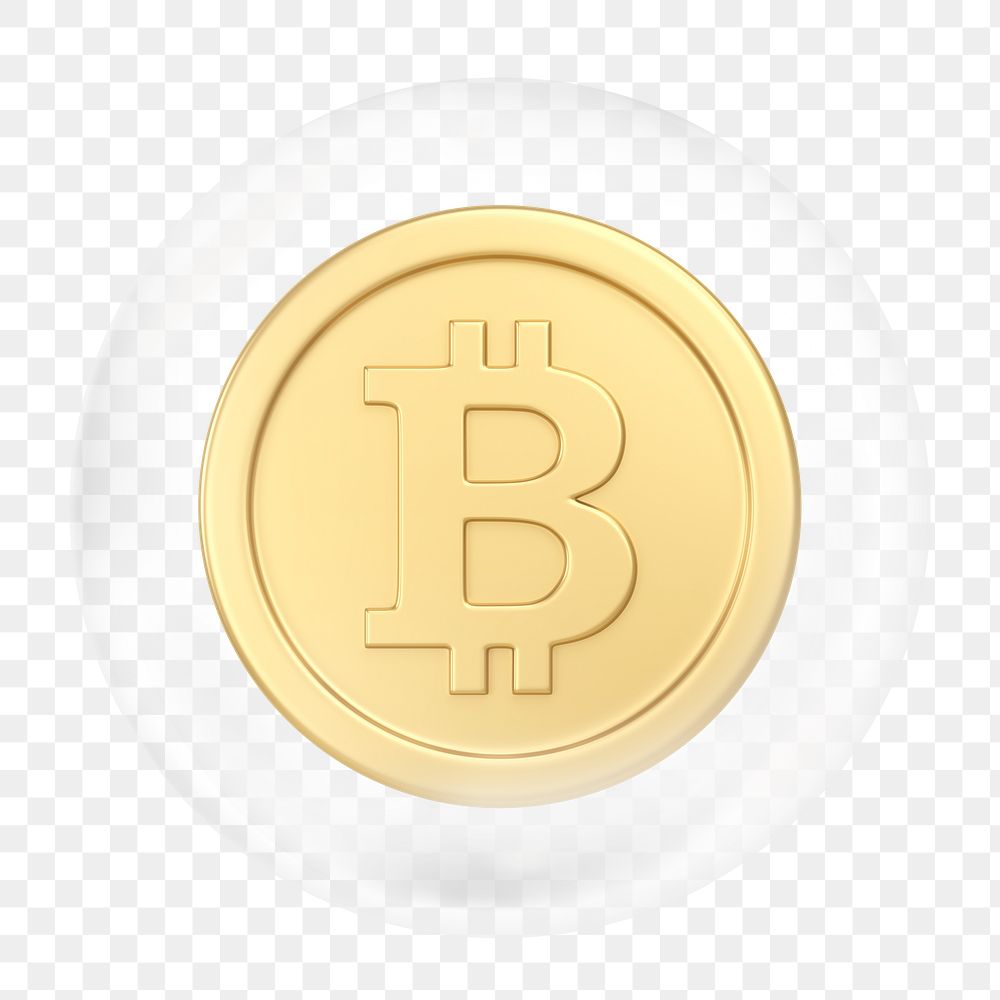 Bitcoin png, 3D bubble digital sticker in transparent background