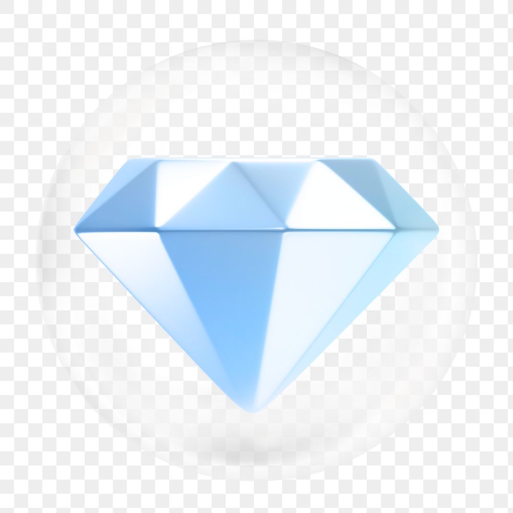 Diamond png, 3D bubble digital sticker in transparent background