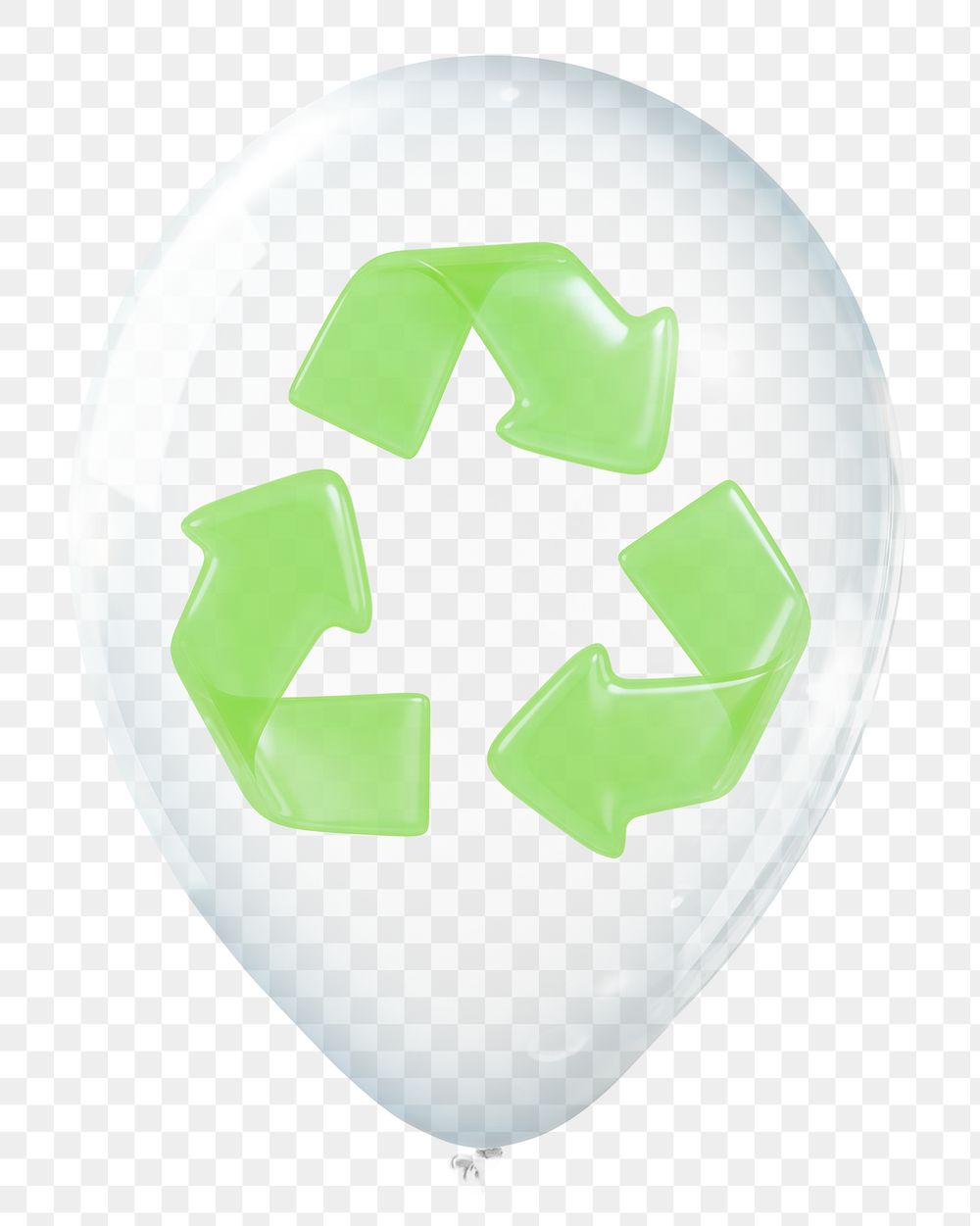 Recycle icon png, 3D balloon digital sticker in transparent background