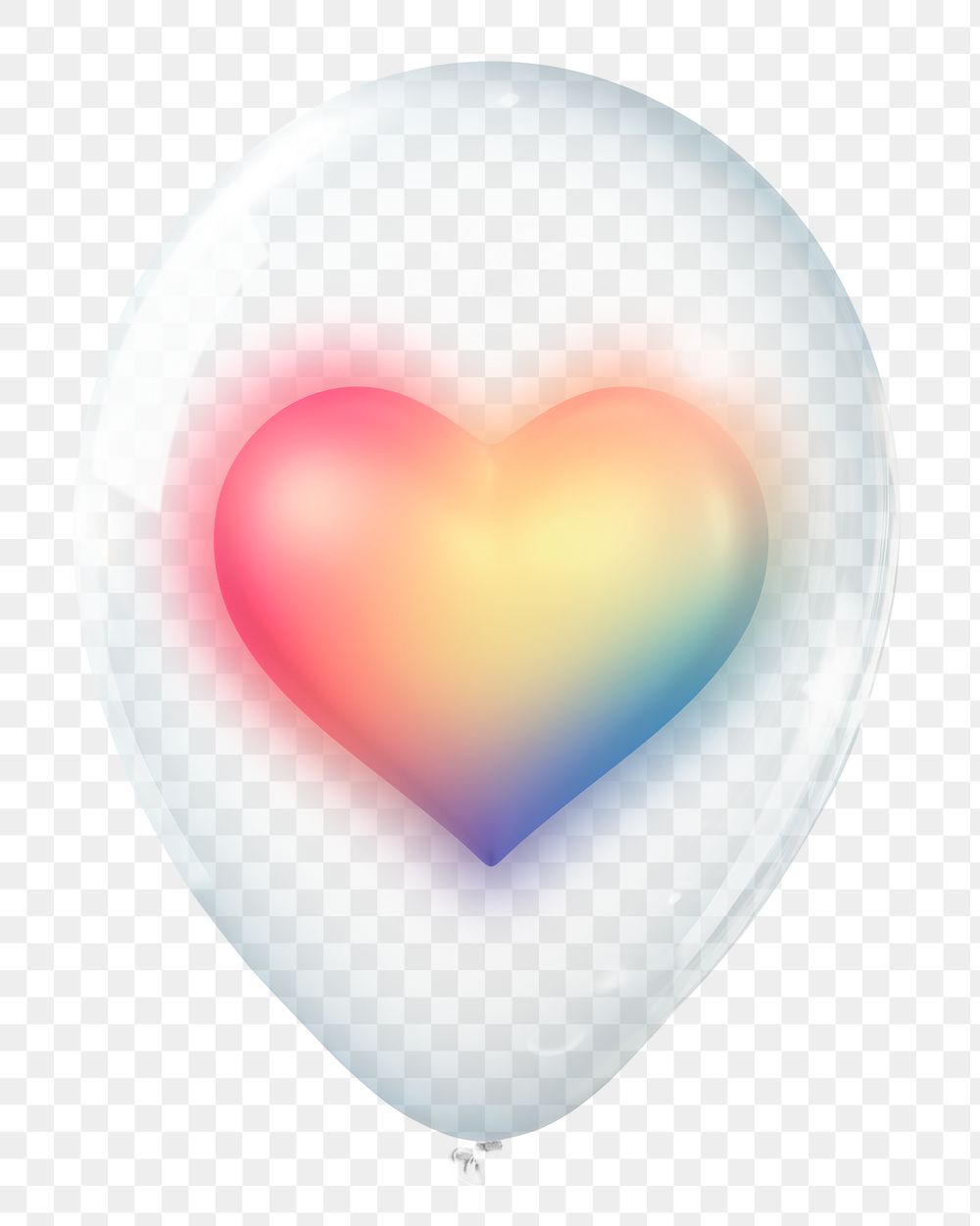 Colorful heart png, 3D balloon digital sticker in transparent background
