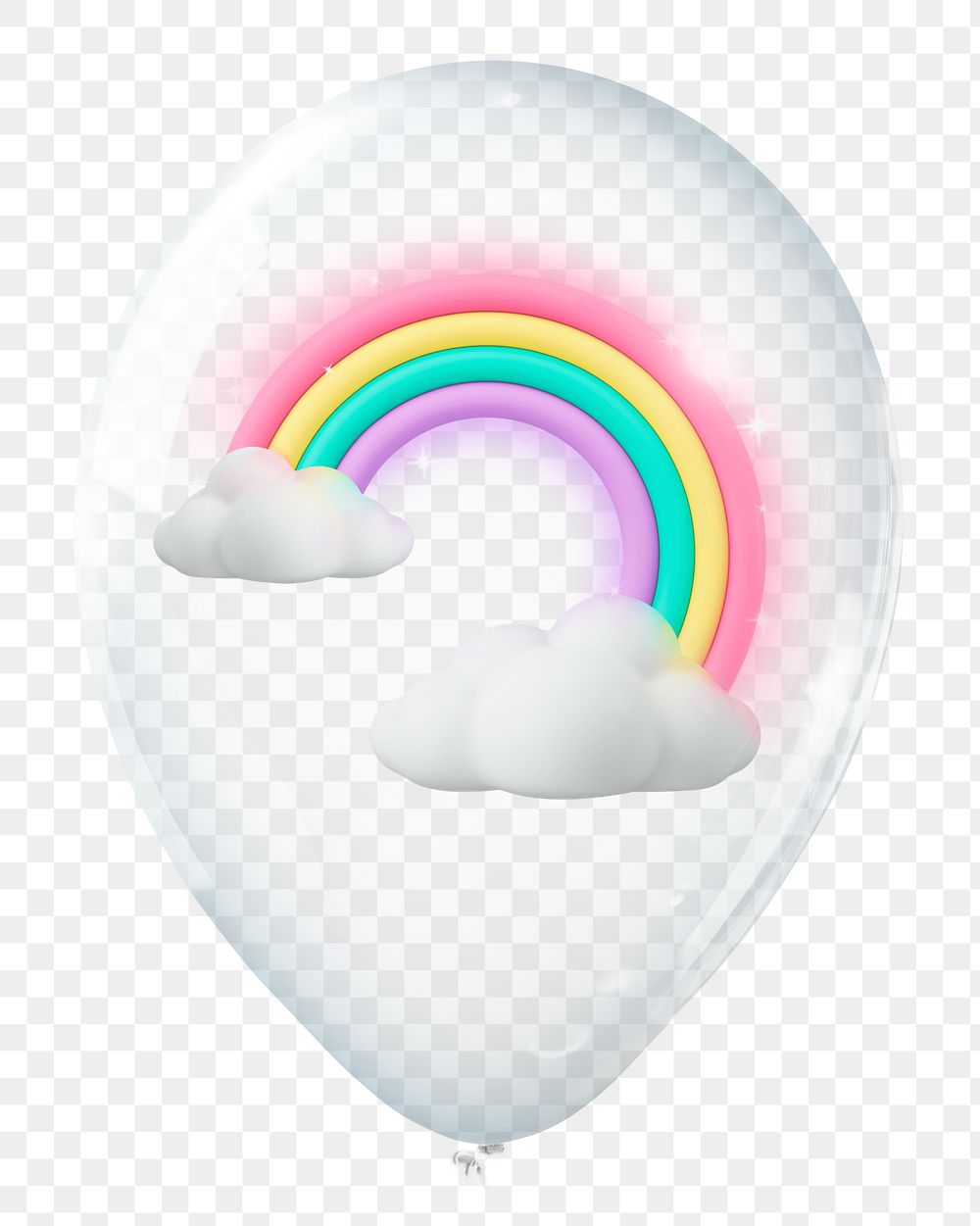 Aesthetic rainbow png, 3D balloon digital sticker in transparent background