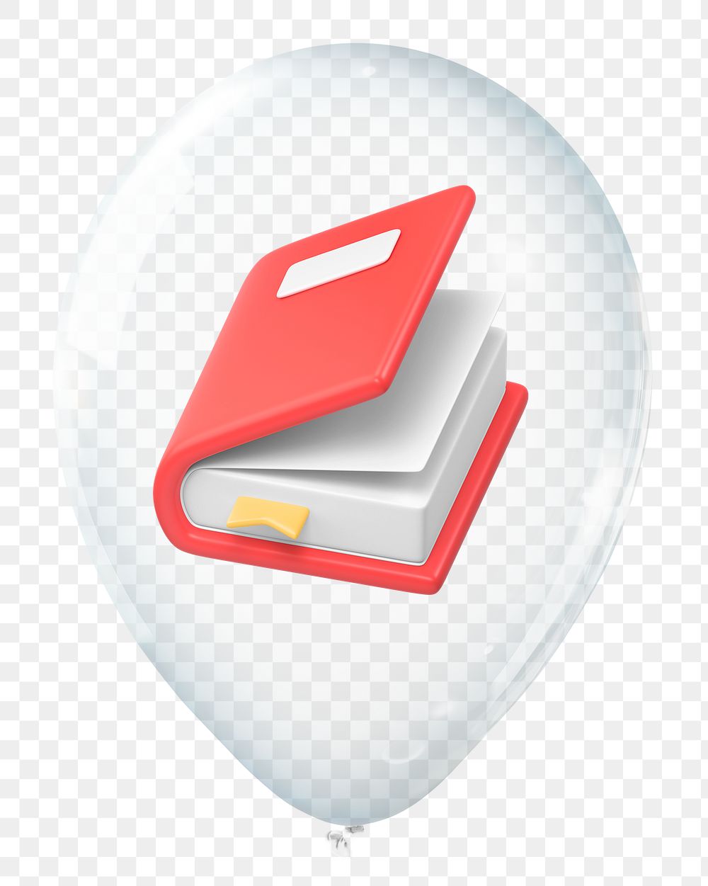 Book png, 3D balloon digital sticker in transparent background
