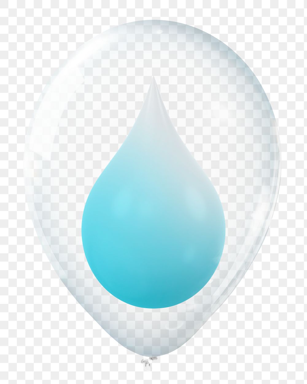 Water drop png, 3D balloon digital sticker in transparent background