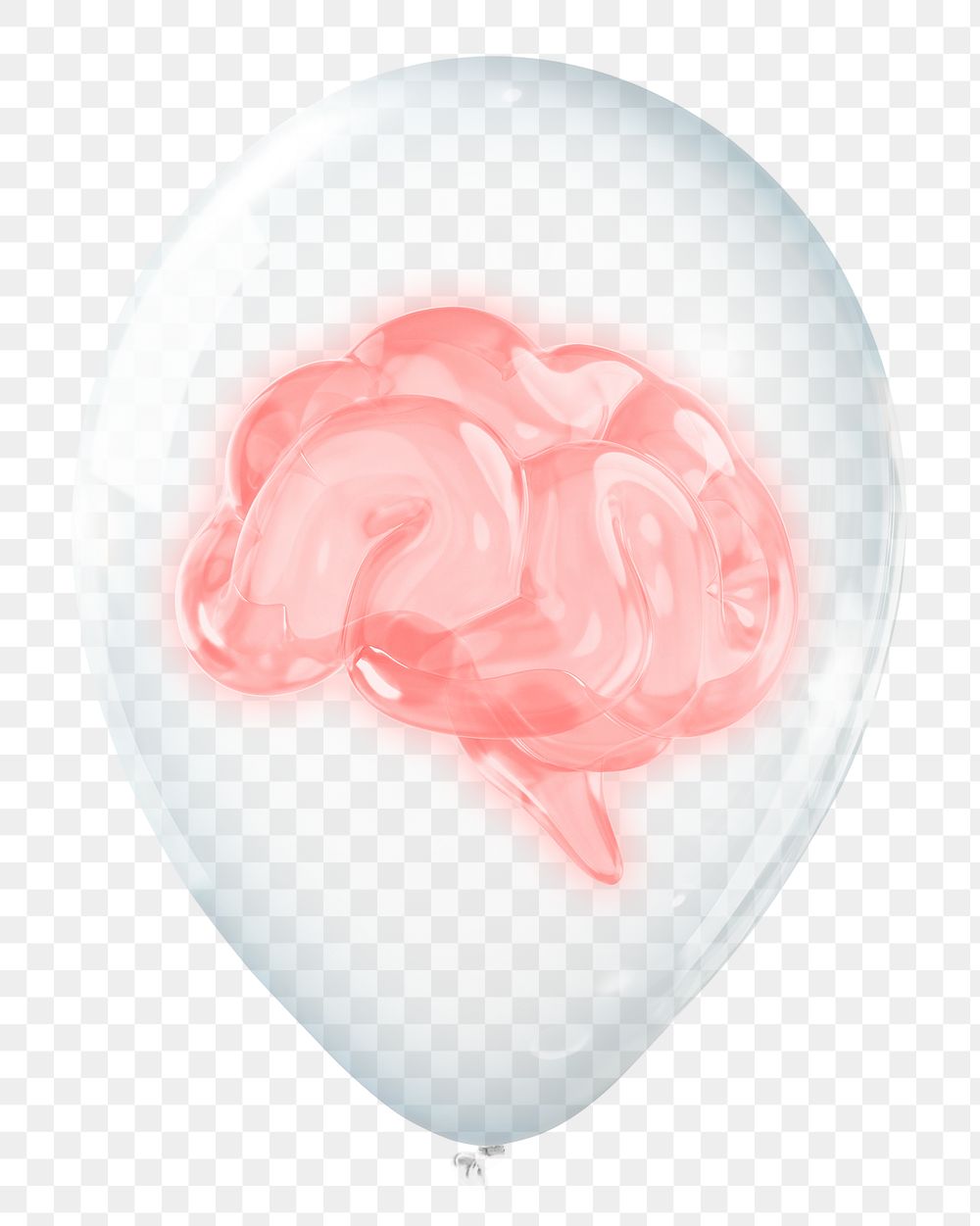 Brain png, 3D balloon digital sticker in transparent background