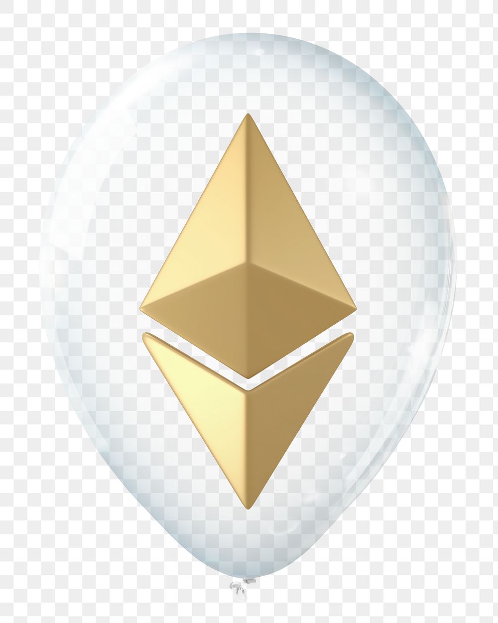 Ethereum png, 3D balloon digital sticker in transparent background