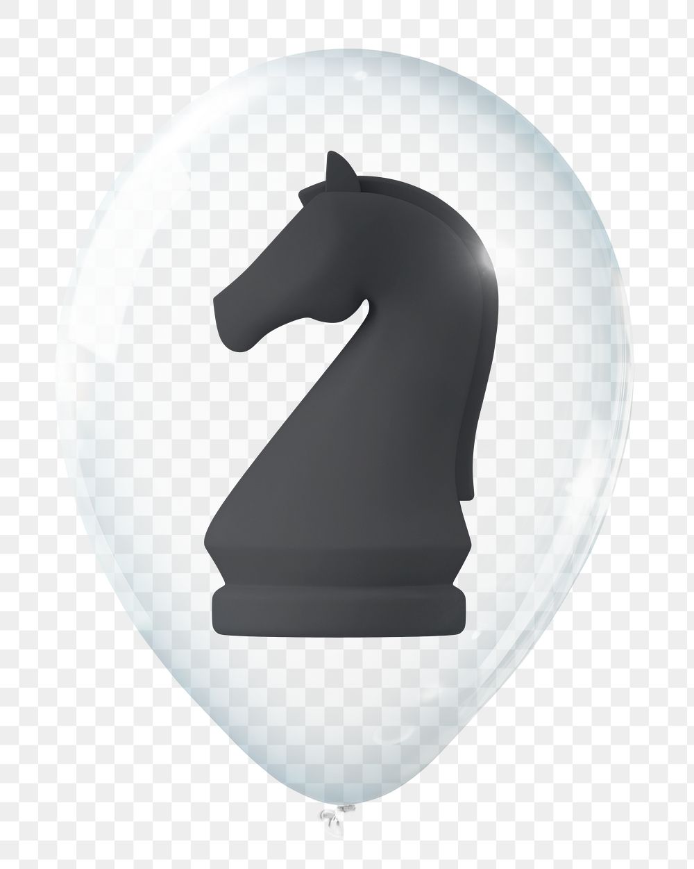 Chess piece png, 3D balloon digital sticker in transparent background