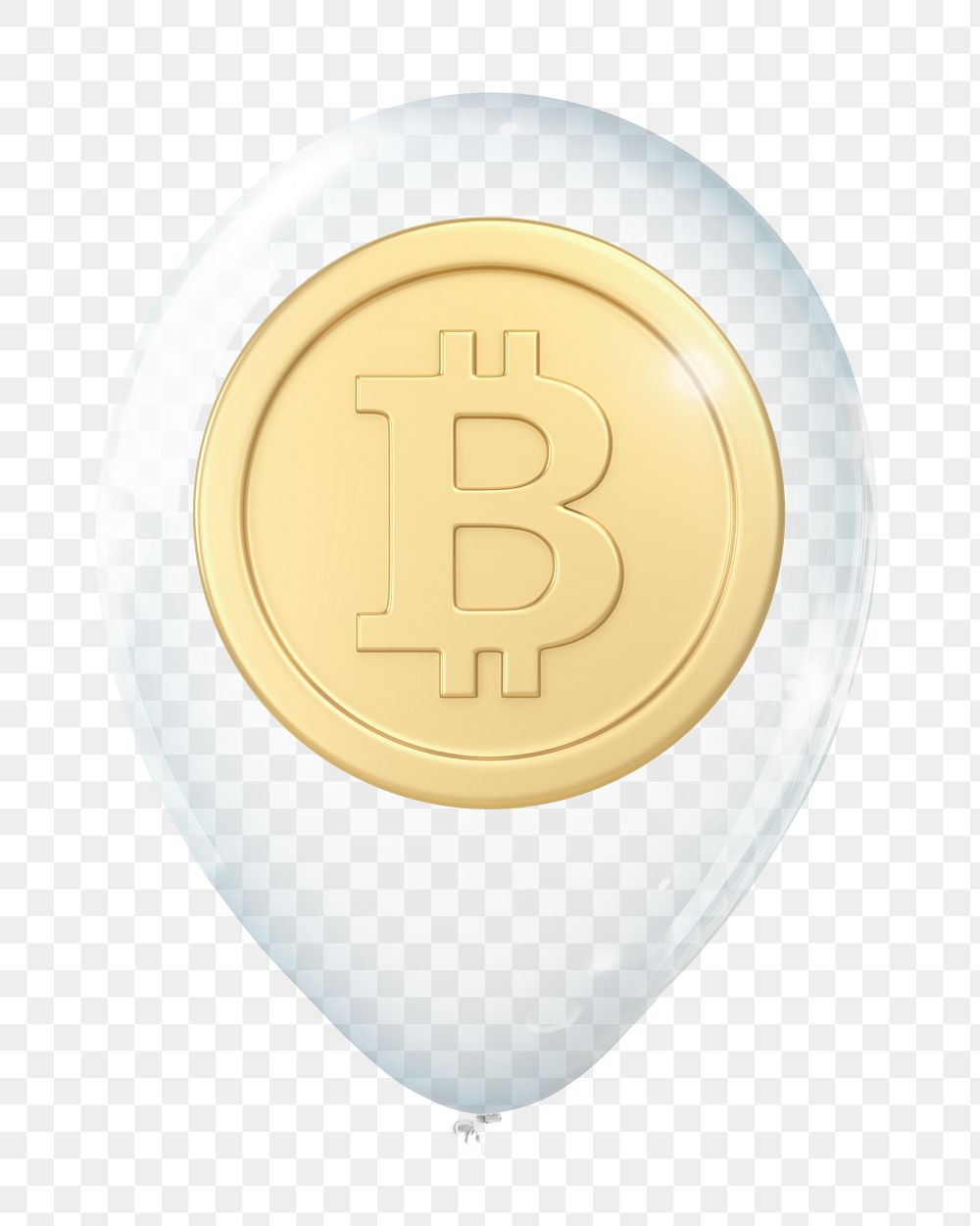 Bitcoin png, 3D balloon digital sticker in transparent background