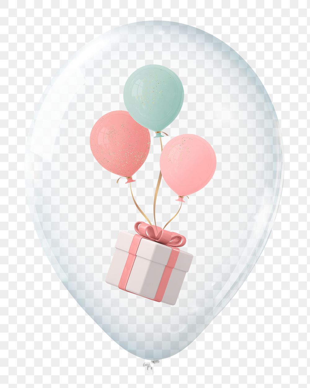 Gift png, 3D balloon digital sticker in transparent background