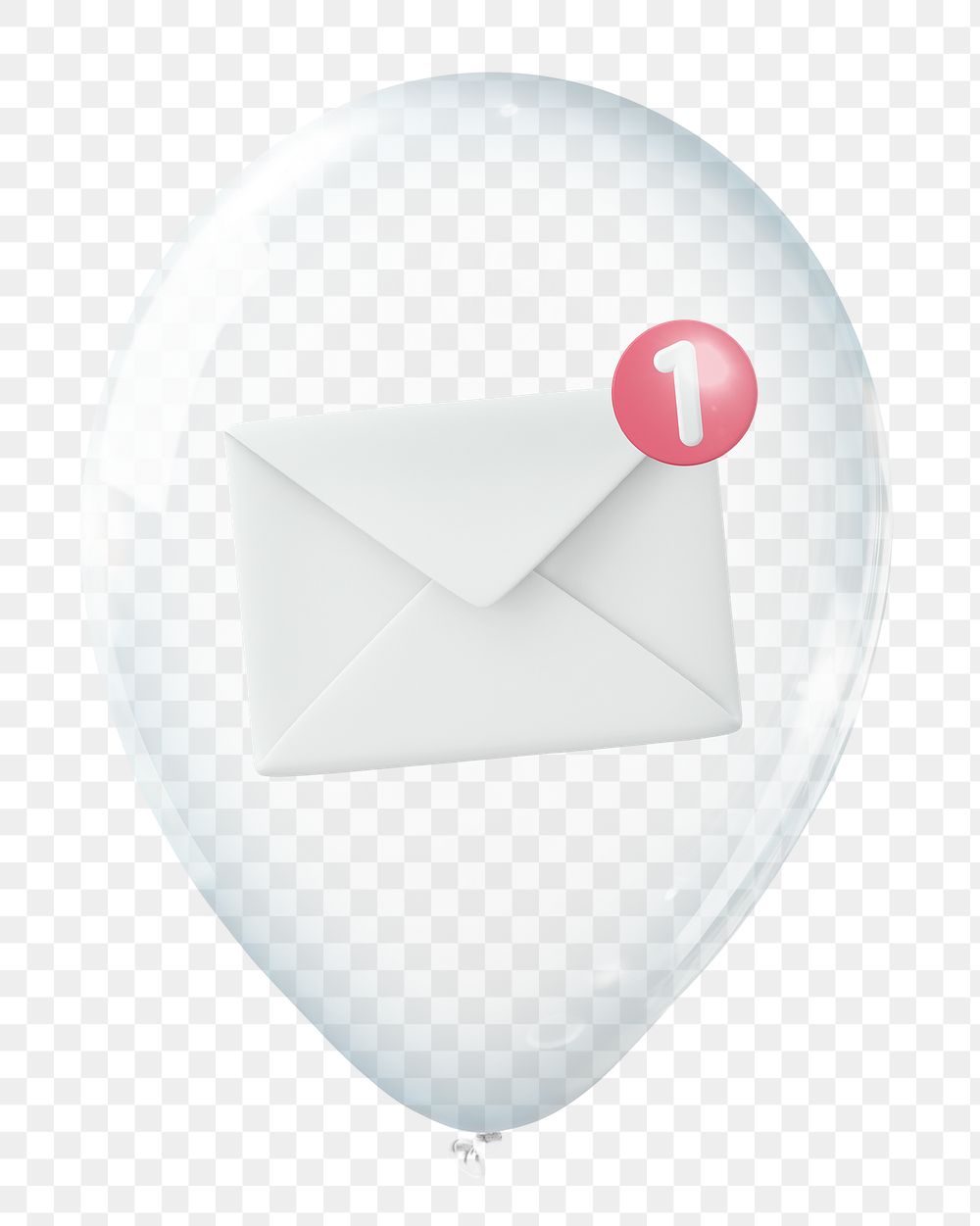 Email notification png, 3D balloon digital sticker in transparent background