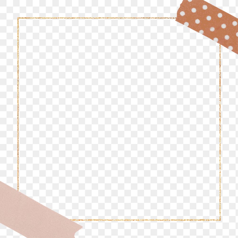 Png cute gold frame sticker, washi tape design, transparent background