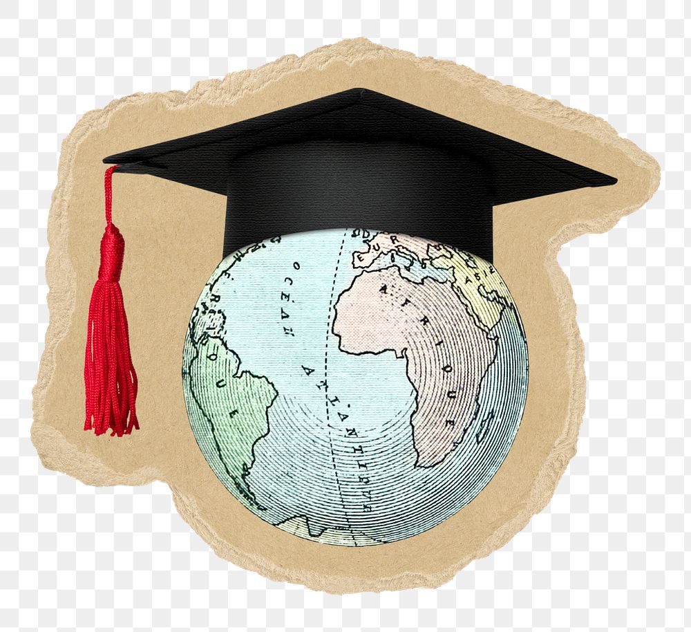 Graduated earth png sticker, torn paper transparent background