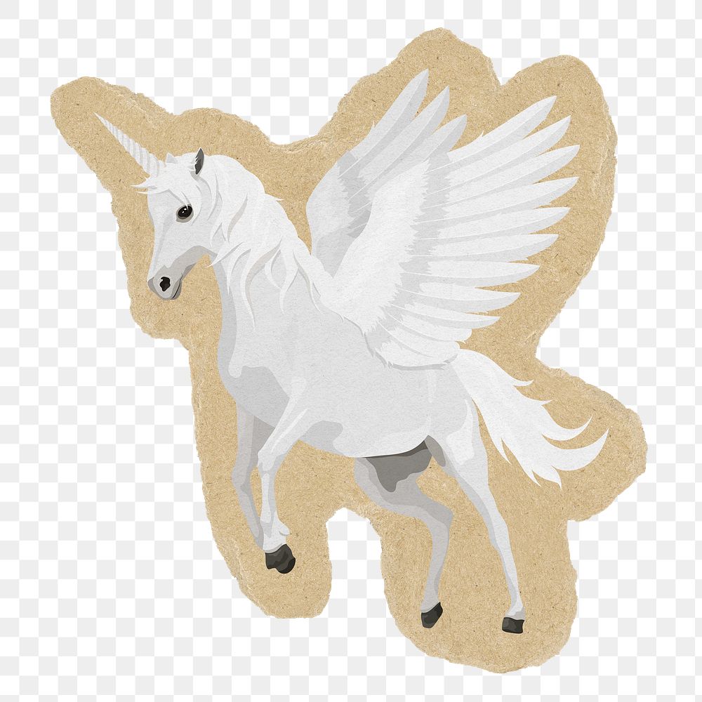 Unicorn png sticker, torn paper transparent background