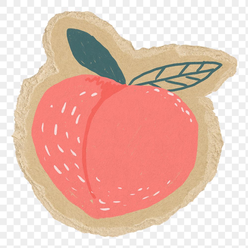 Peach png sticker, torn paper transparent background