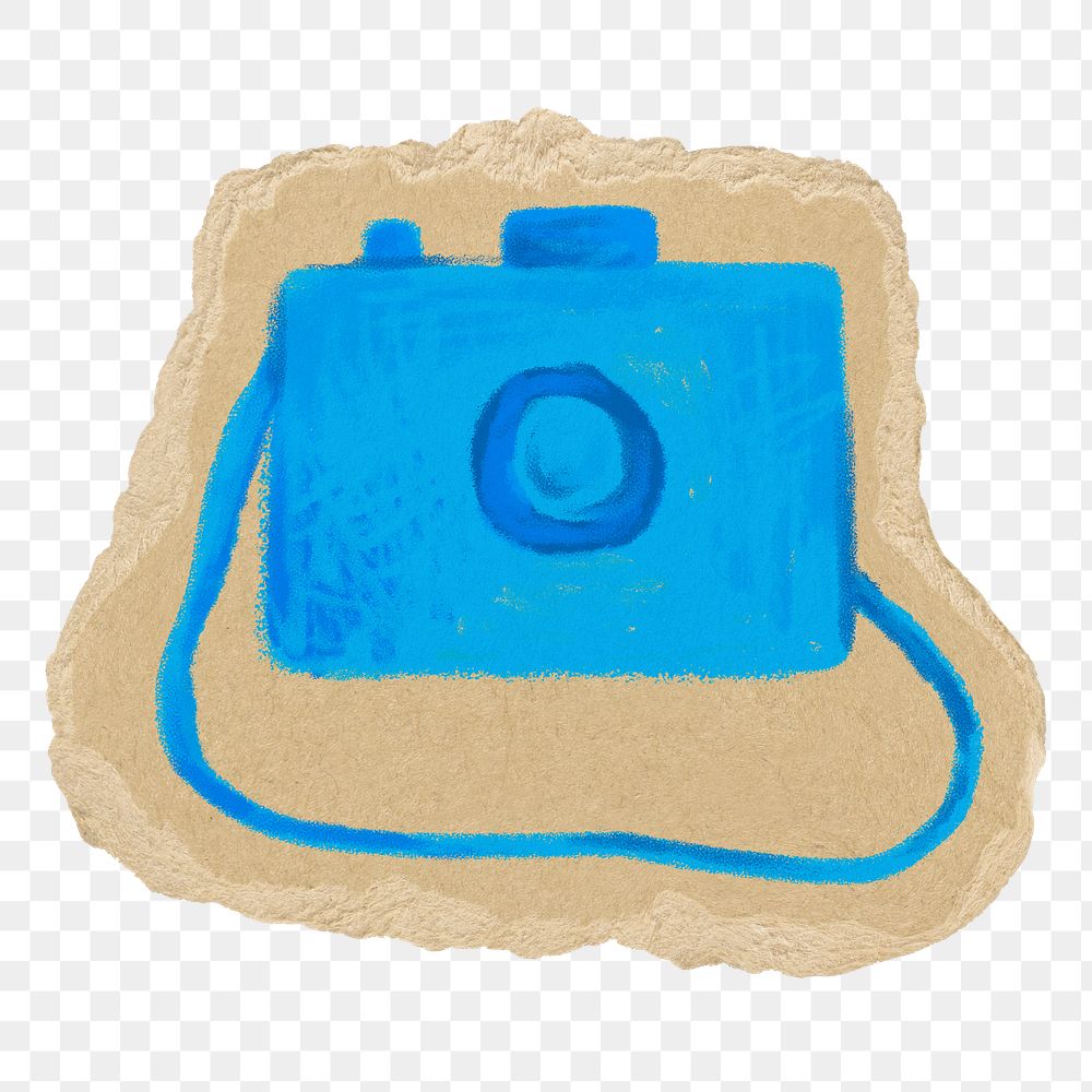 Camera png sticker, torn paper transparent background