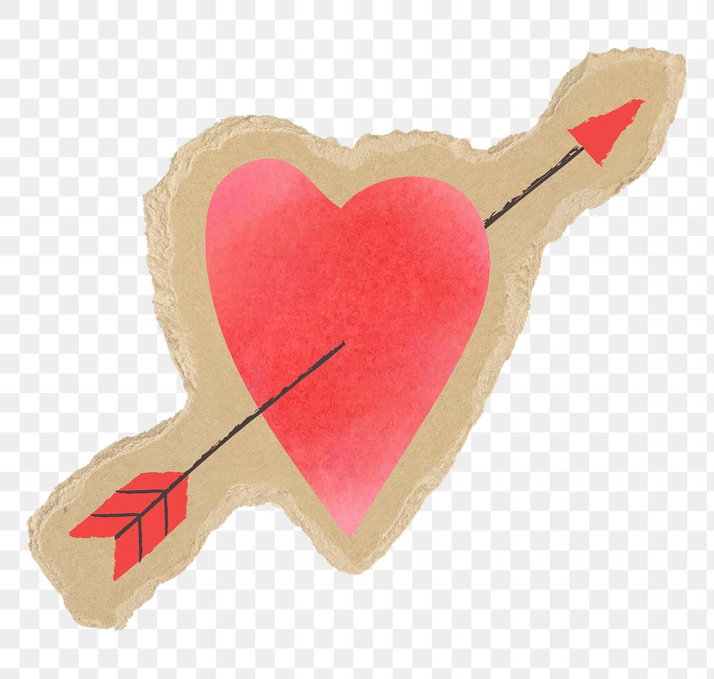 Valentine's heart png sticker, torn paper transparent background
