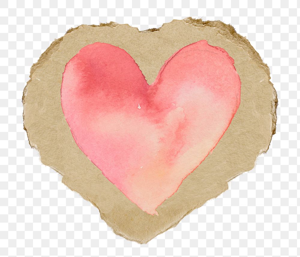 Pink heart png sticker, ripped paper, transparent background