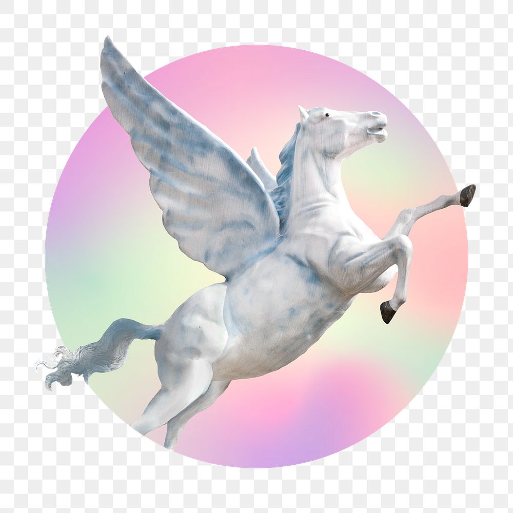 Pegasus png, round badge, round badge, transparent background
