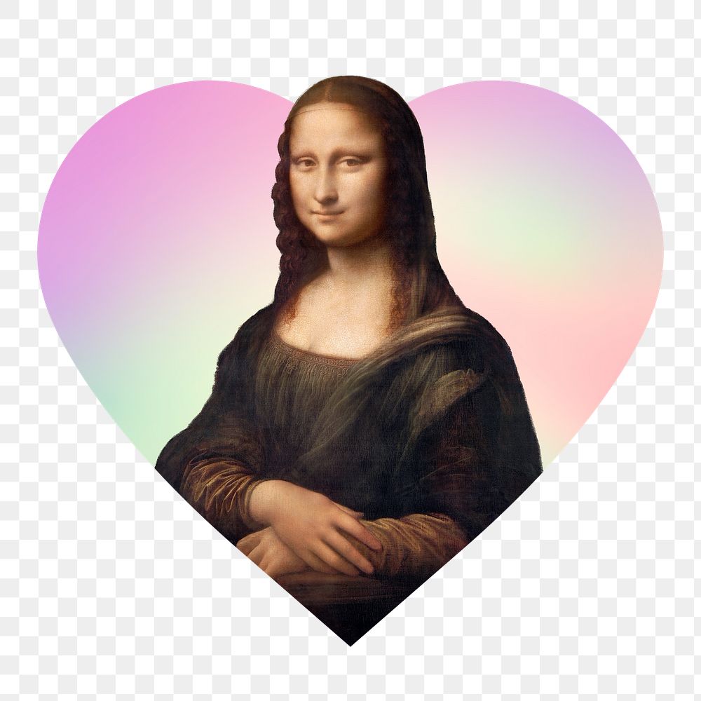 Mona Lisa png, Da Vinci's famous painting on gradient shape background, transparent background, remixed by rawpixel