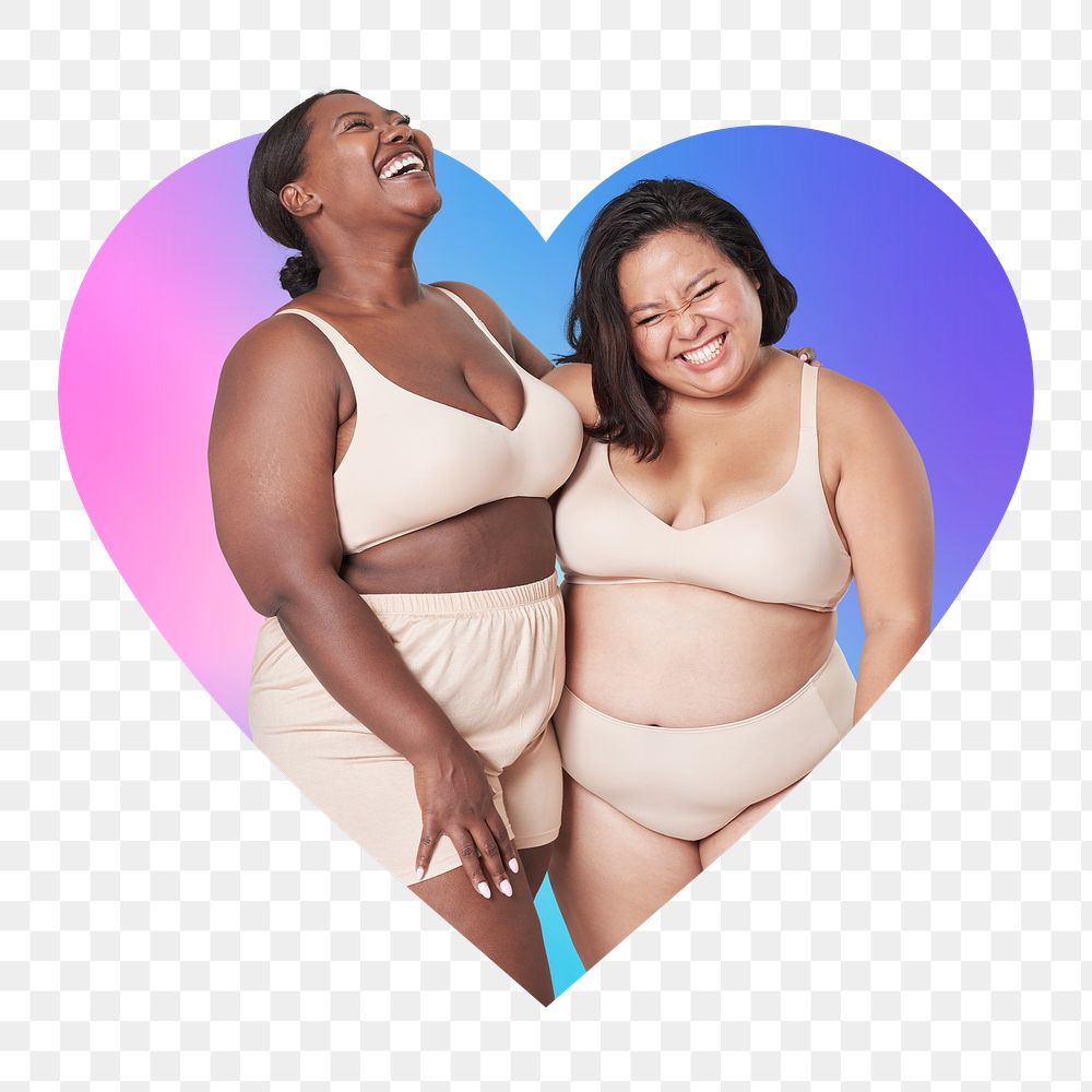 Friends png body positivity concept, heart badge design in transparent background