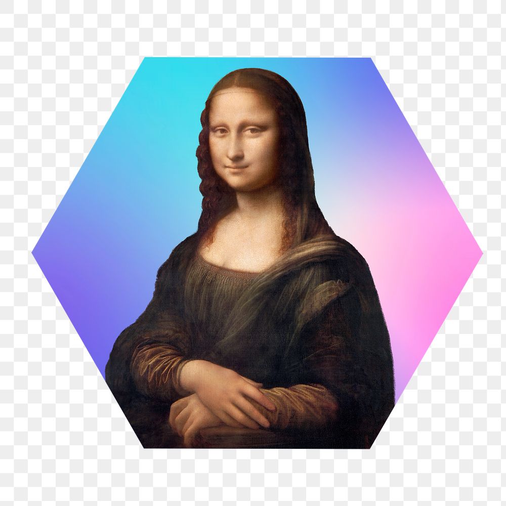 Mona Lisa, Da Vinci's famous painting png, transparent background, remixed by rawpixel