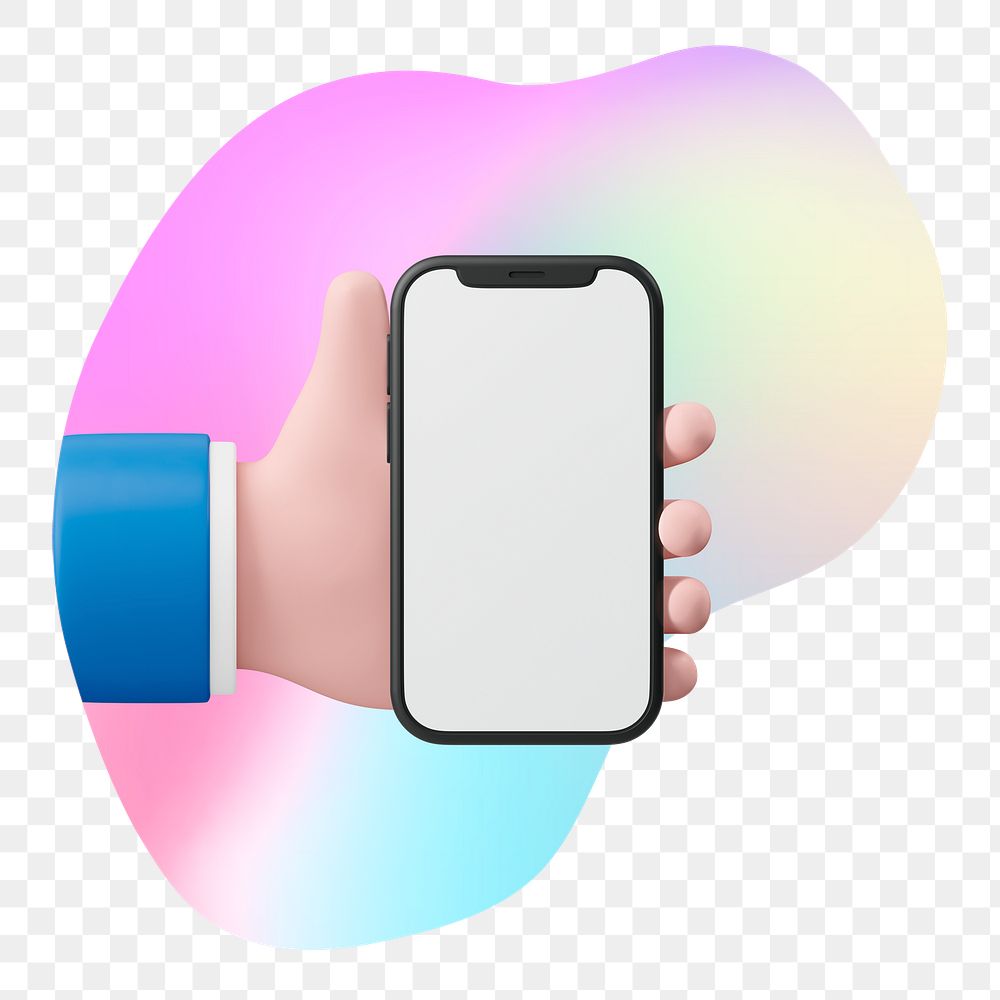 Hand showing phone png, transparent background