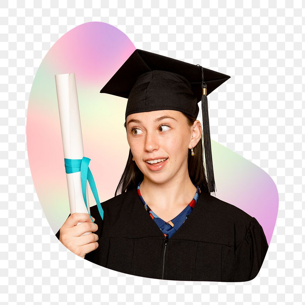 College girl graduation png, transparent background