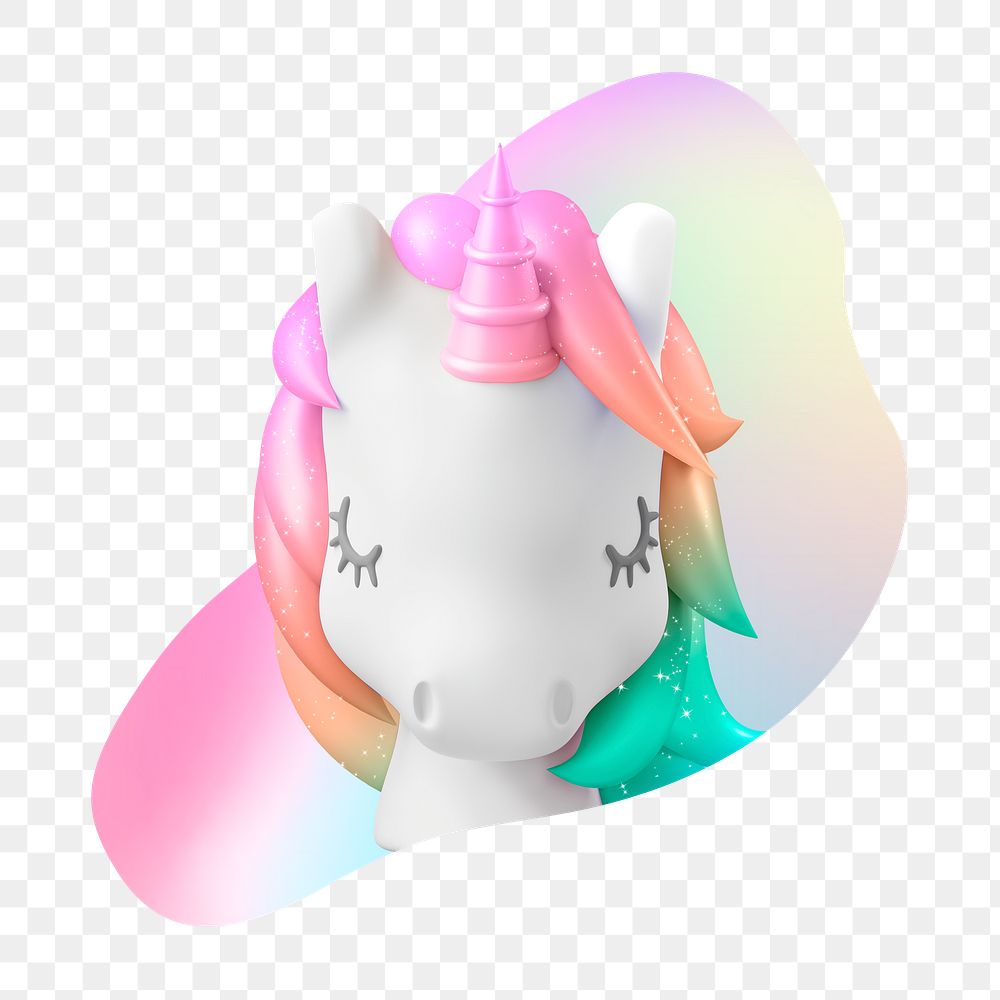 3D unicorn png, transparent background