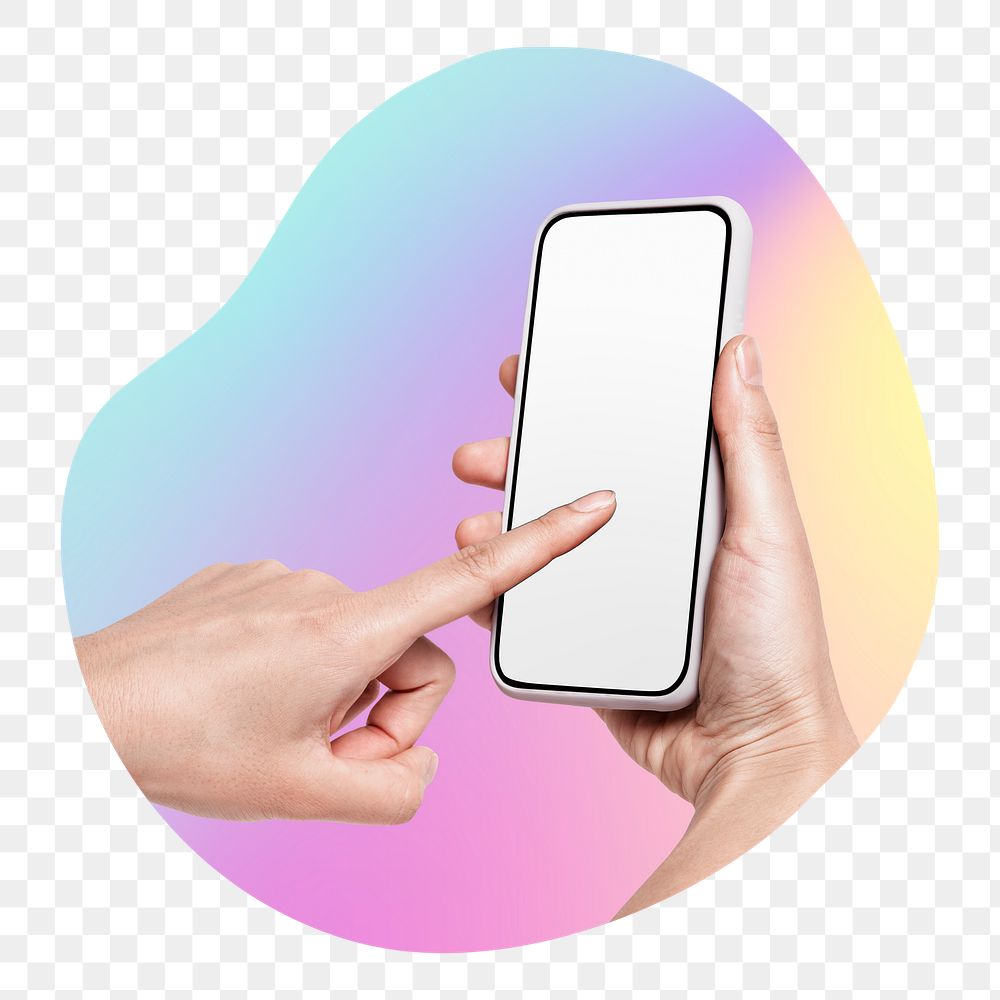 Hand using phone png, transparent background