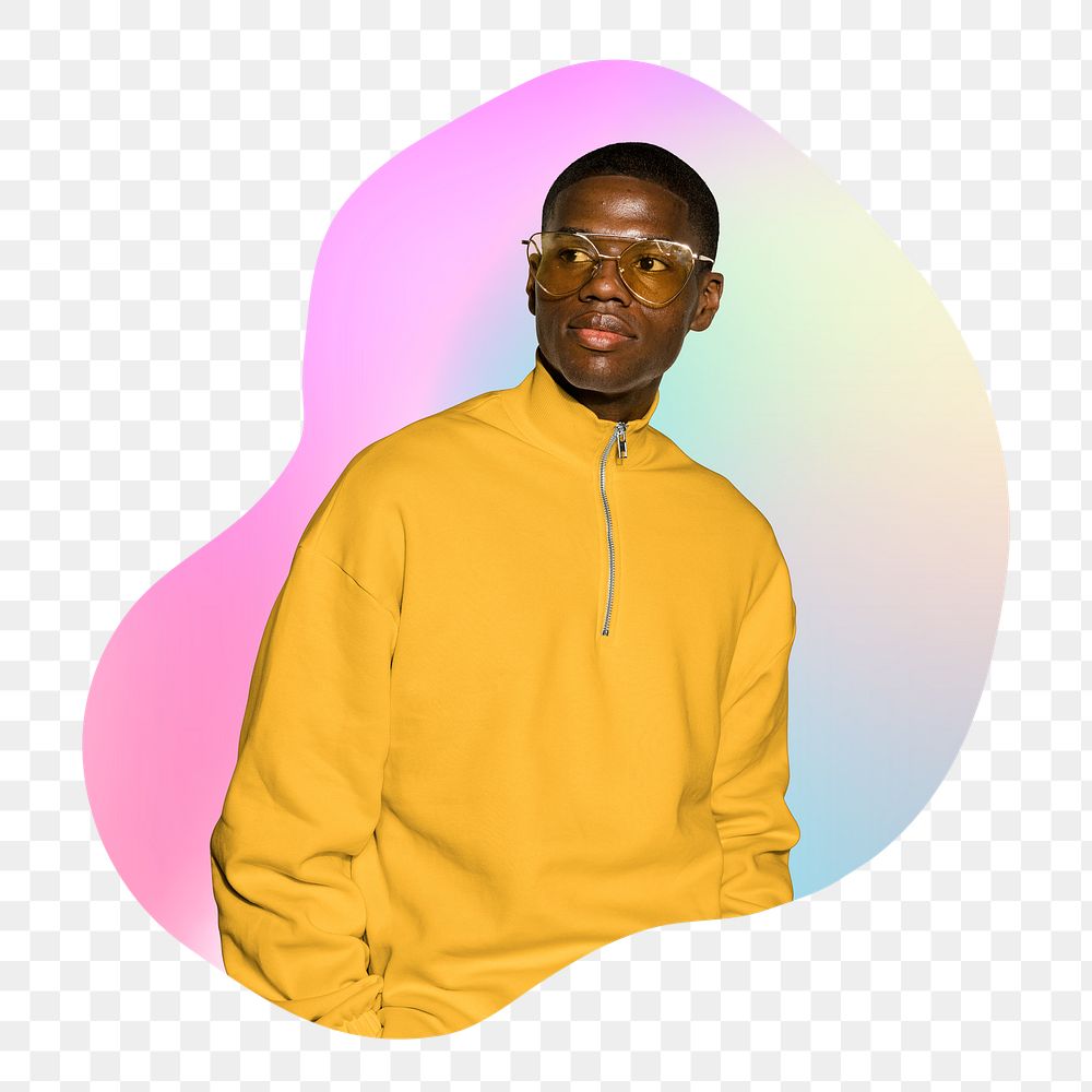 Png fashionable man wearing glasses, transparent background
