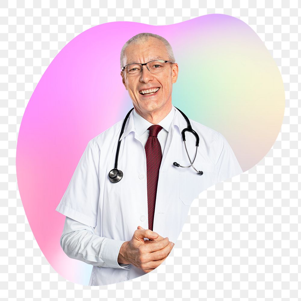 Male doctor png with stethoscope, transparent background