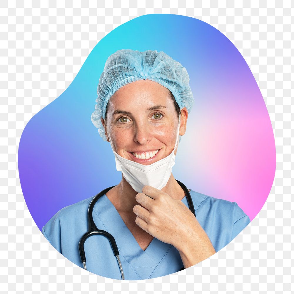 Female surgeon png, transparent background