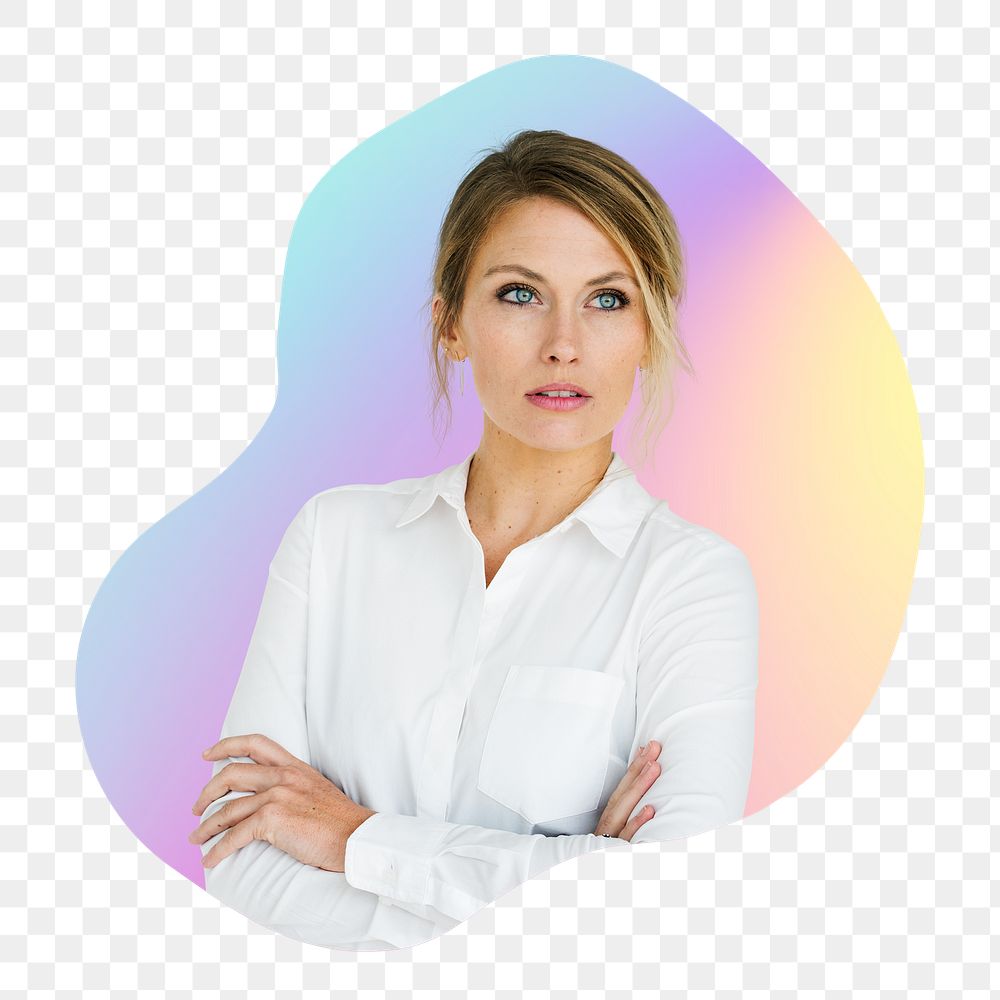Png armed cross businesswoman, transparent background