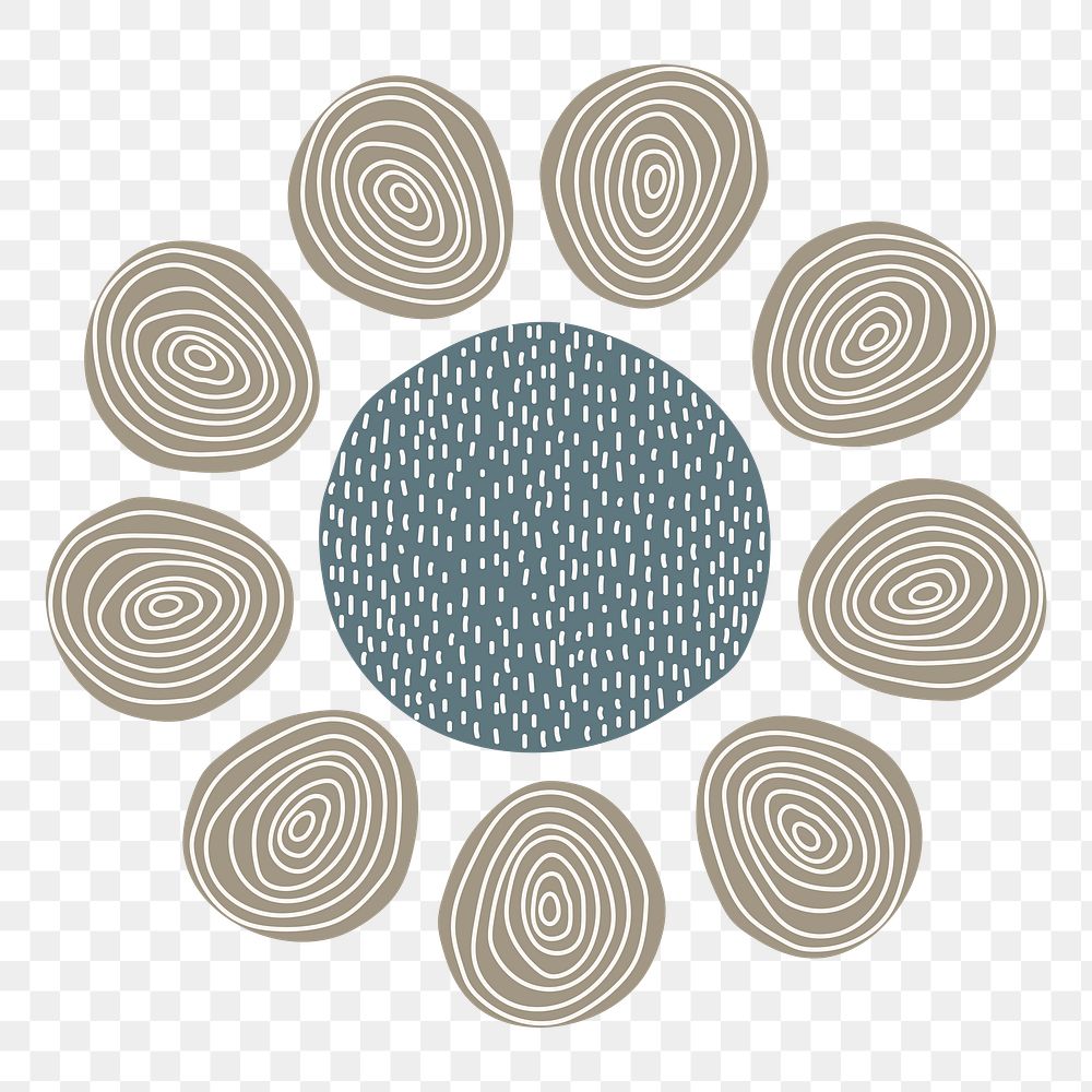 Brown flower png sticker, patterned doodle transparent background