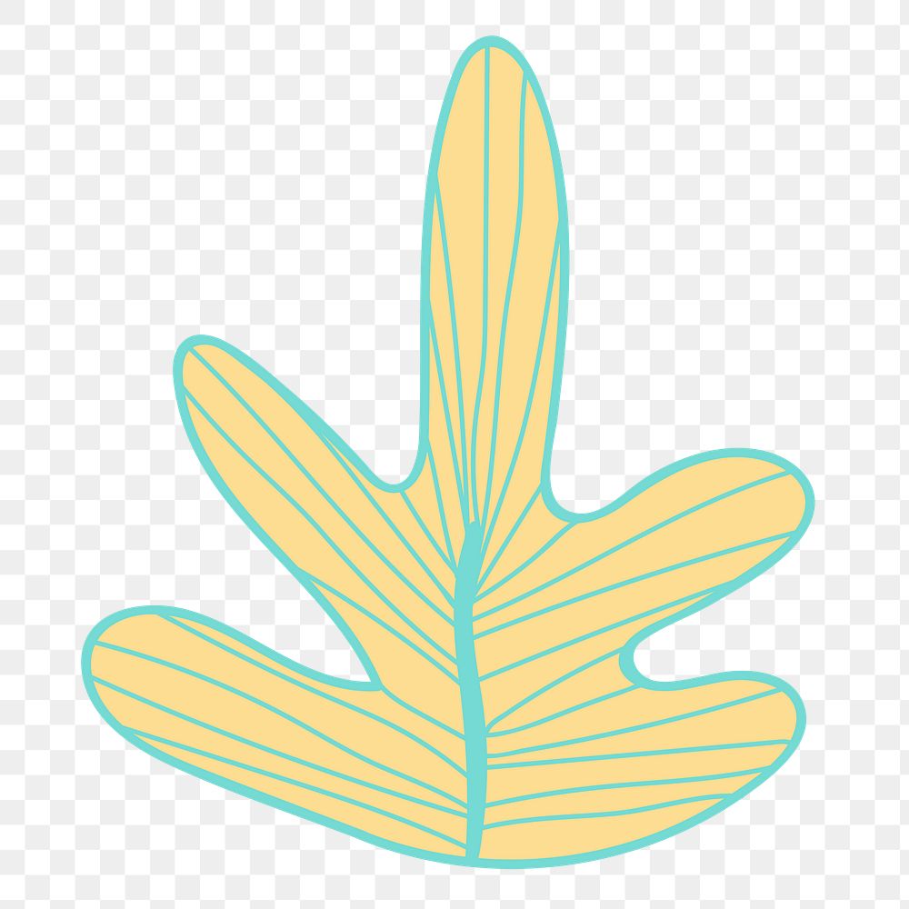 Yellow leaf png sticker, botanical transparent background