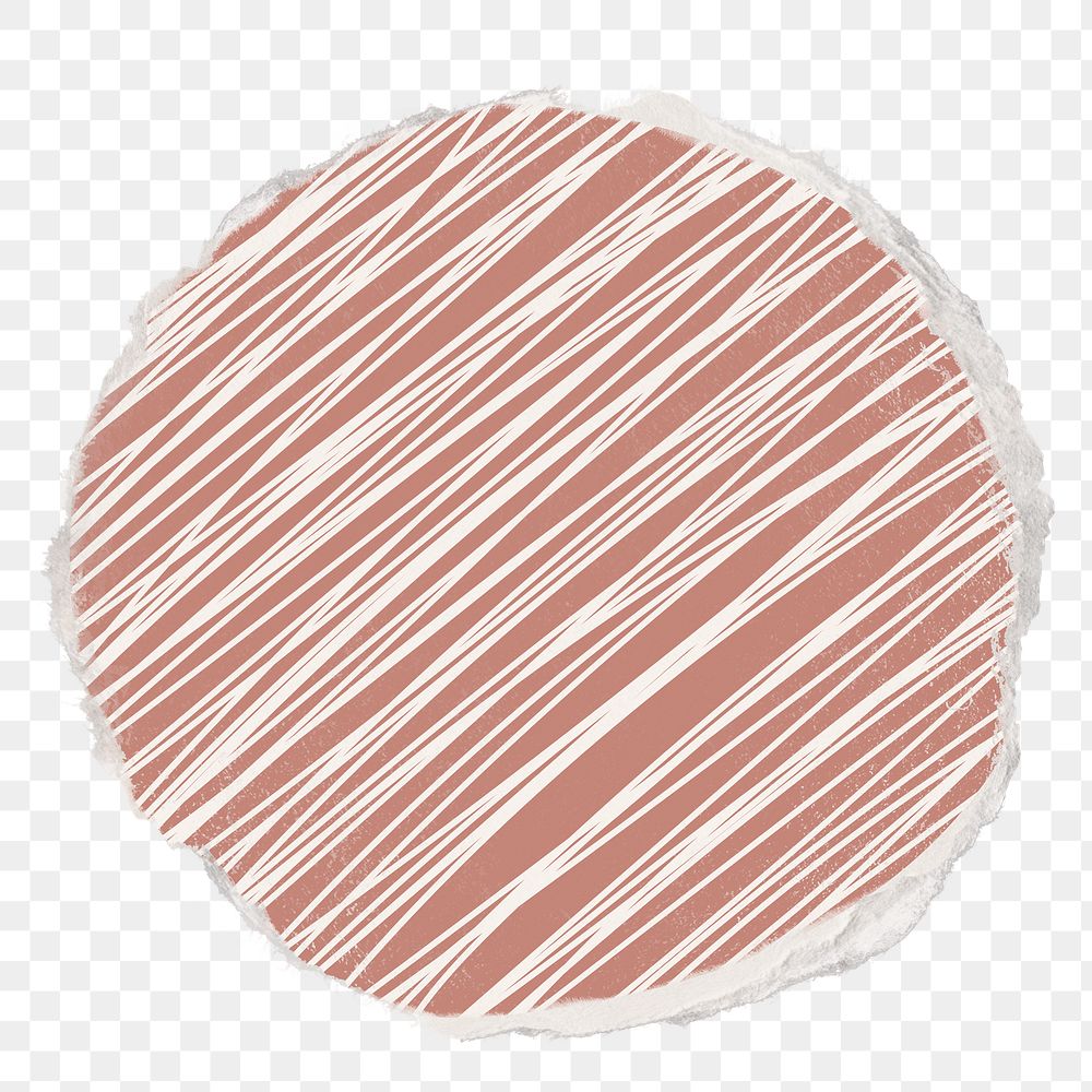 Pink round png sticker, torn paper, transparent background