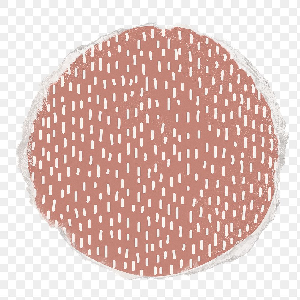Pink dots png round sticker, torn paper, transparent background