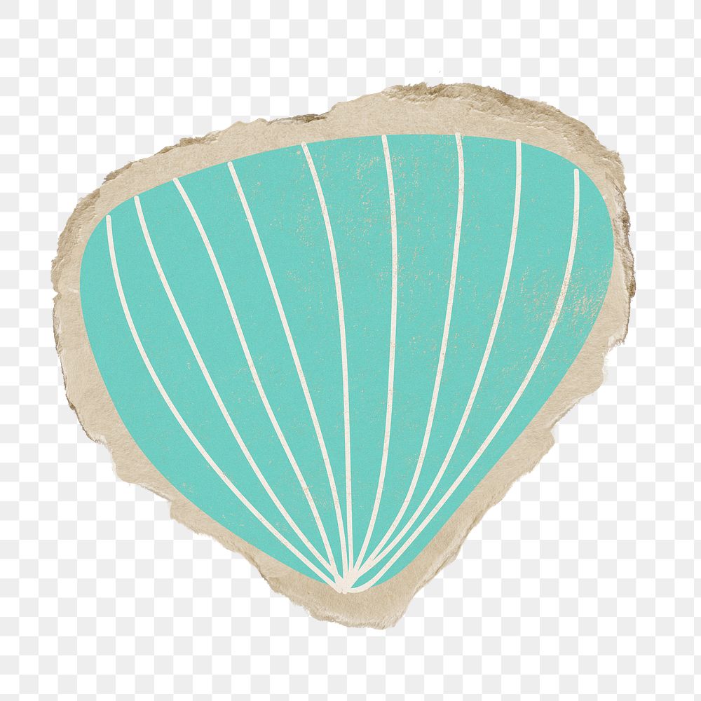 Green shell png sticker, abstract ripped paper, transparent background