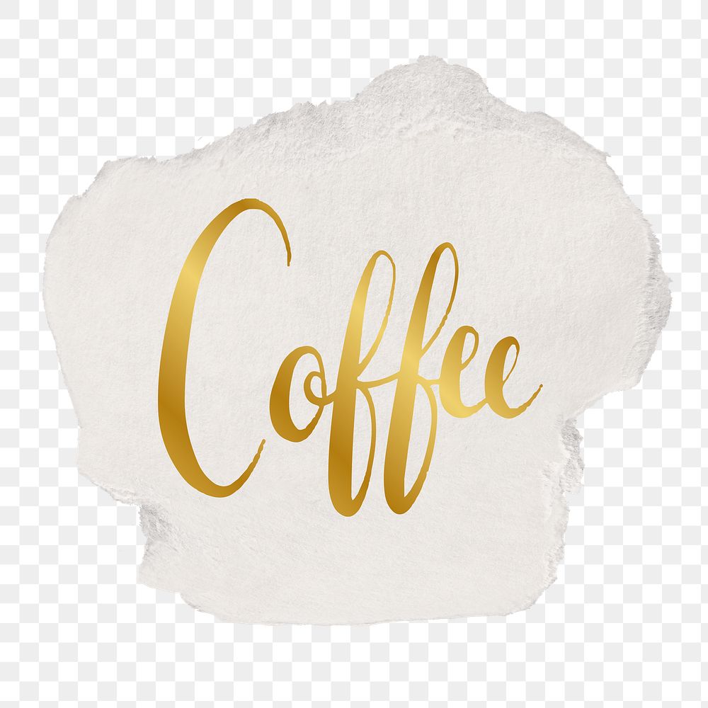 Coffee png word sticker typography, transparent background