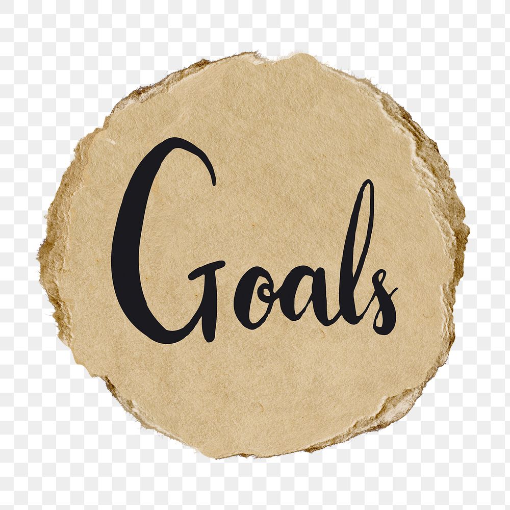 Goals png word sticker typography, transparent background