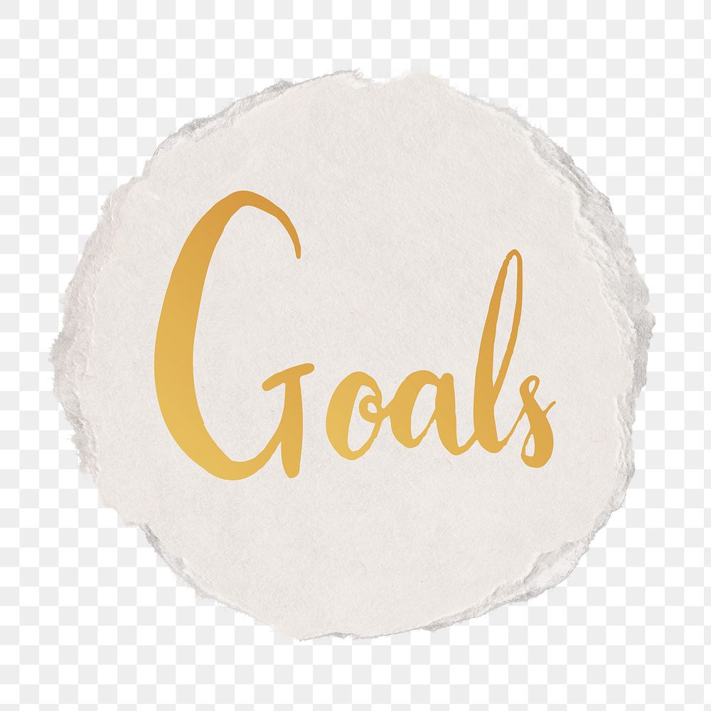 Goals png word sticker typography, transparent background