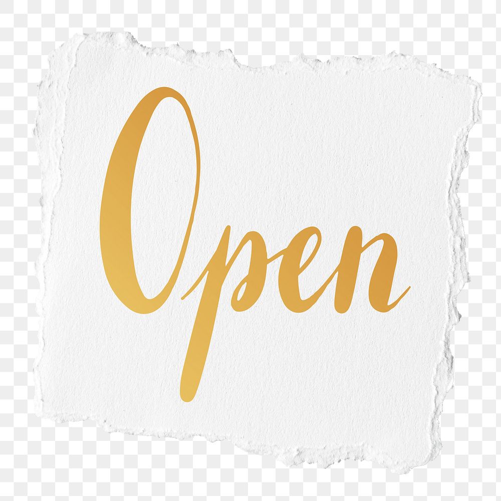 Open png word sticker typography, transparent background